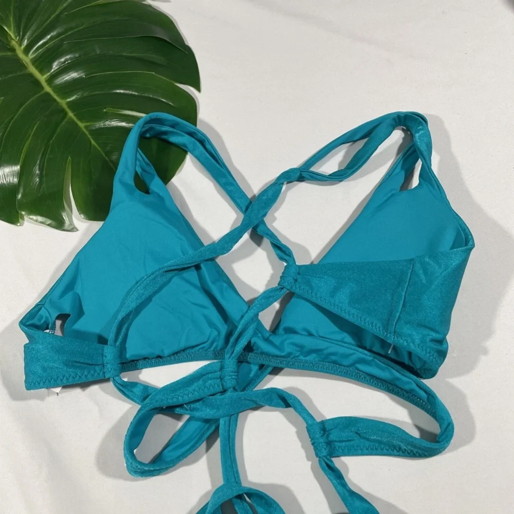 NEW $68 Becca‎ Shimmer Wrap Bikini Top In Arcadia [ SZ Large ]